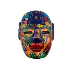 Hand Painted Terracotta Mask Tisidoro Mexico Wall Decor